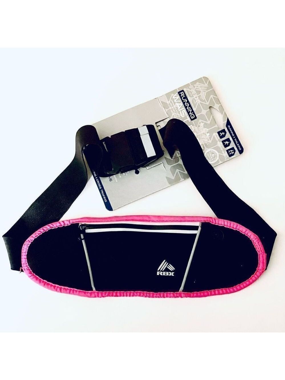 NWT RBX Black Hot Pink waist pack Fanny bag with Audio port for headphones cord